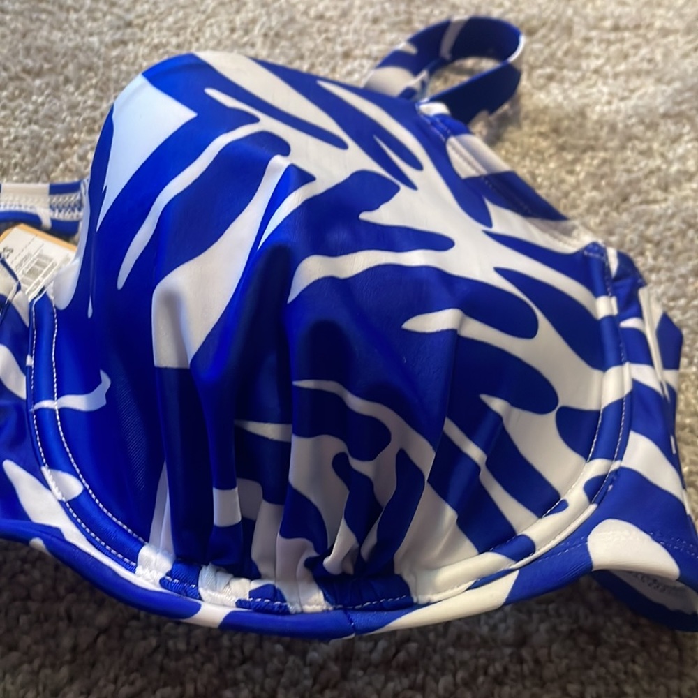 Kona Sol plus sized swim bra in zebra blue and white size 18 new - Picture 5 of 10